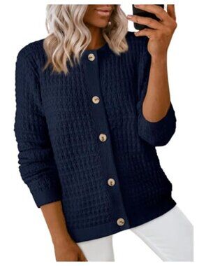 Dokotoo Lightweight Long Sleeve Open Front Button Down Knit Cardigan Sweater